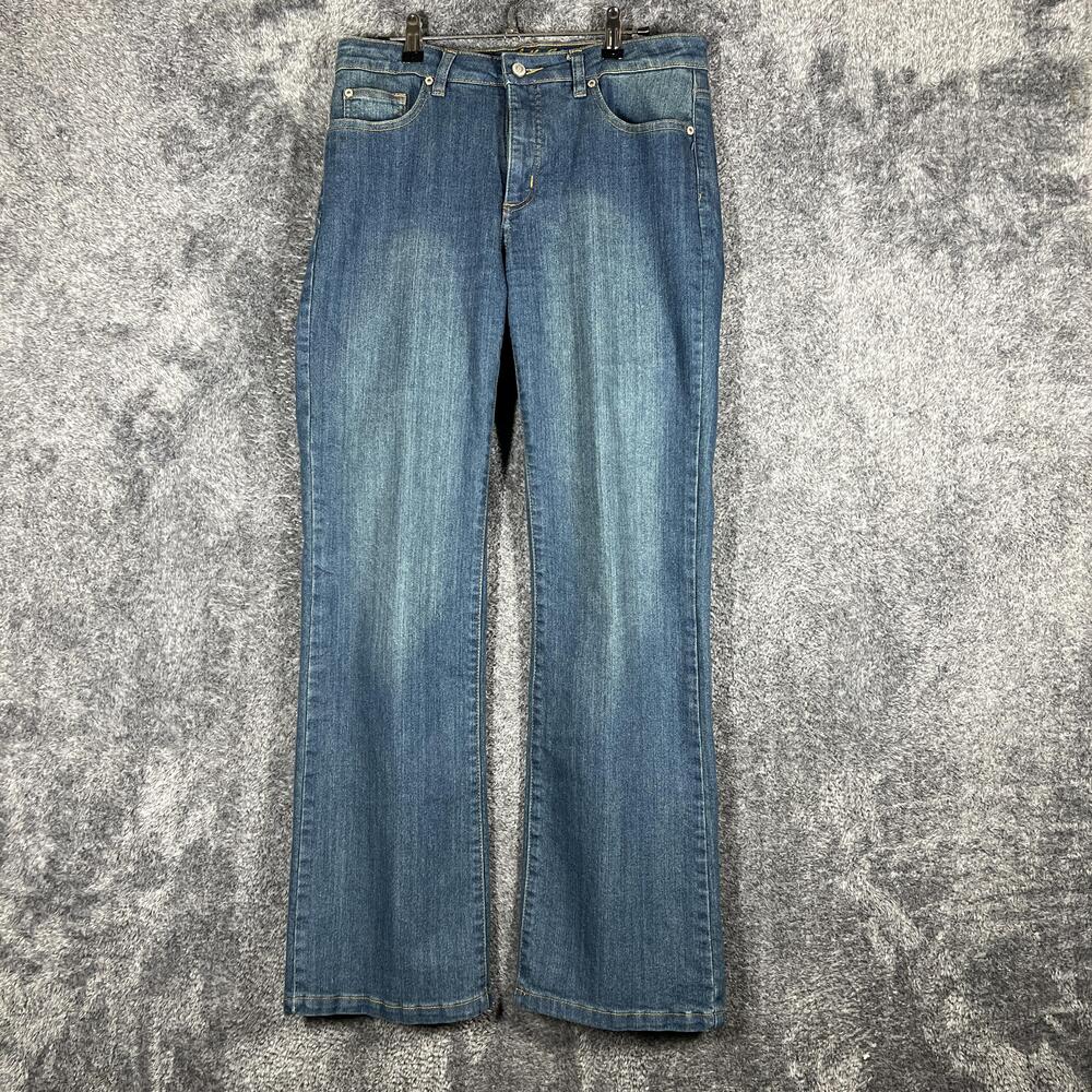 Bill Blass Jeans Womens 10 Blue Bootcut Medium Wash Stretch Embroidered